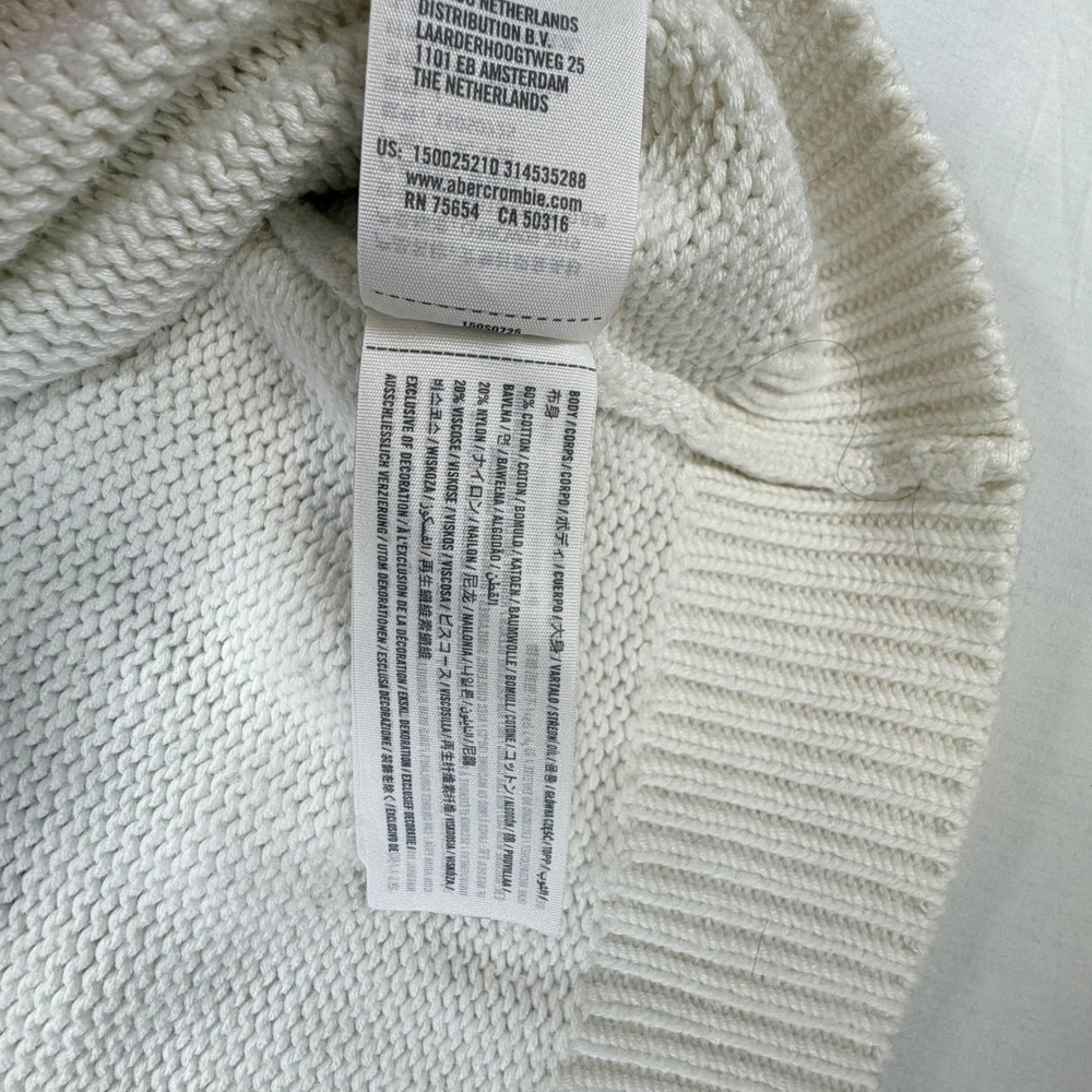 Abercrombie & Fitch Woman's Cream Knit V‎ Neck Vest Tank Top Sweater Size L - Picture 3 of 6